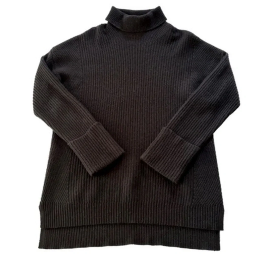 Halogen Cashmere Ribbed Mock Neck Sweater XS Minimalist Essential